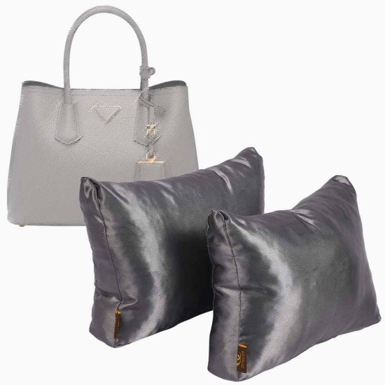 Satin Pillow Luxury Bag Shapers in Silver Gray For Medium Small